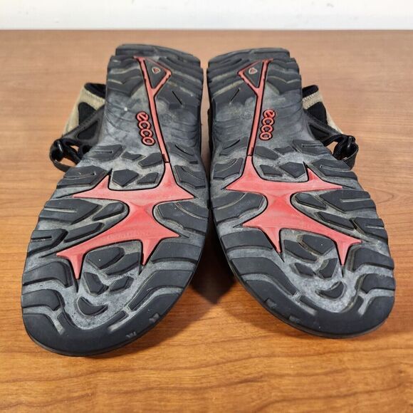 Ecco Yucatan Sandals Men's Black Tan Leather Comfort EU 45 US 11 Hook & Loop - Picture 10 of 12